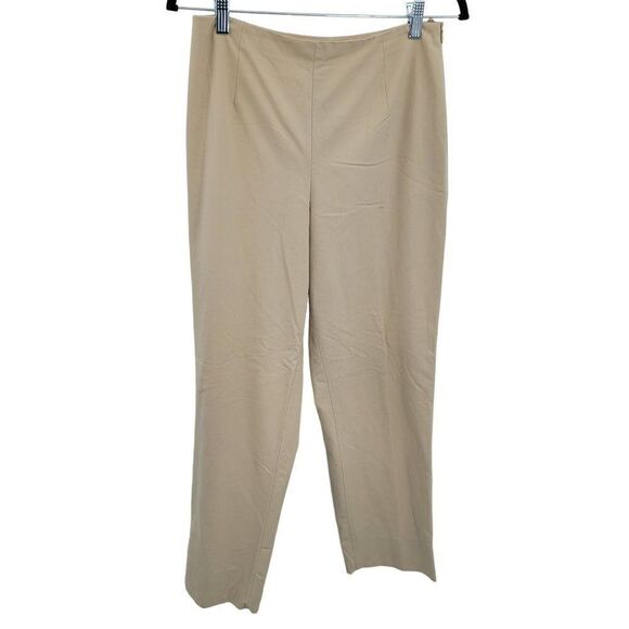 Vintage 90s Talbots High-Rise Stretch Dress Pants 8 Beige Tapered Split Hem - Picture 1 of 12